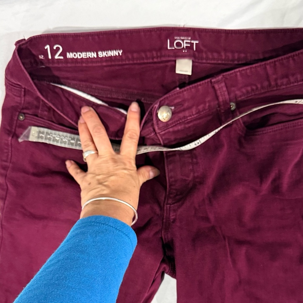Loft modern skinny Burgundy Jeans size 12 - Picture 8 of 8